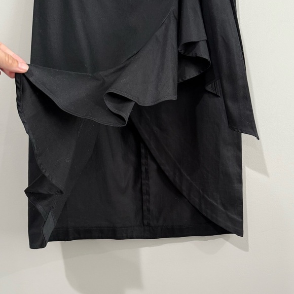 ANTHRO Maeve Ruffle Tie Midi Skirt Ruffle Black Classic Preppy Office Size 2 - Picture 3 of 9